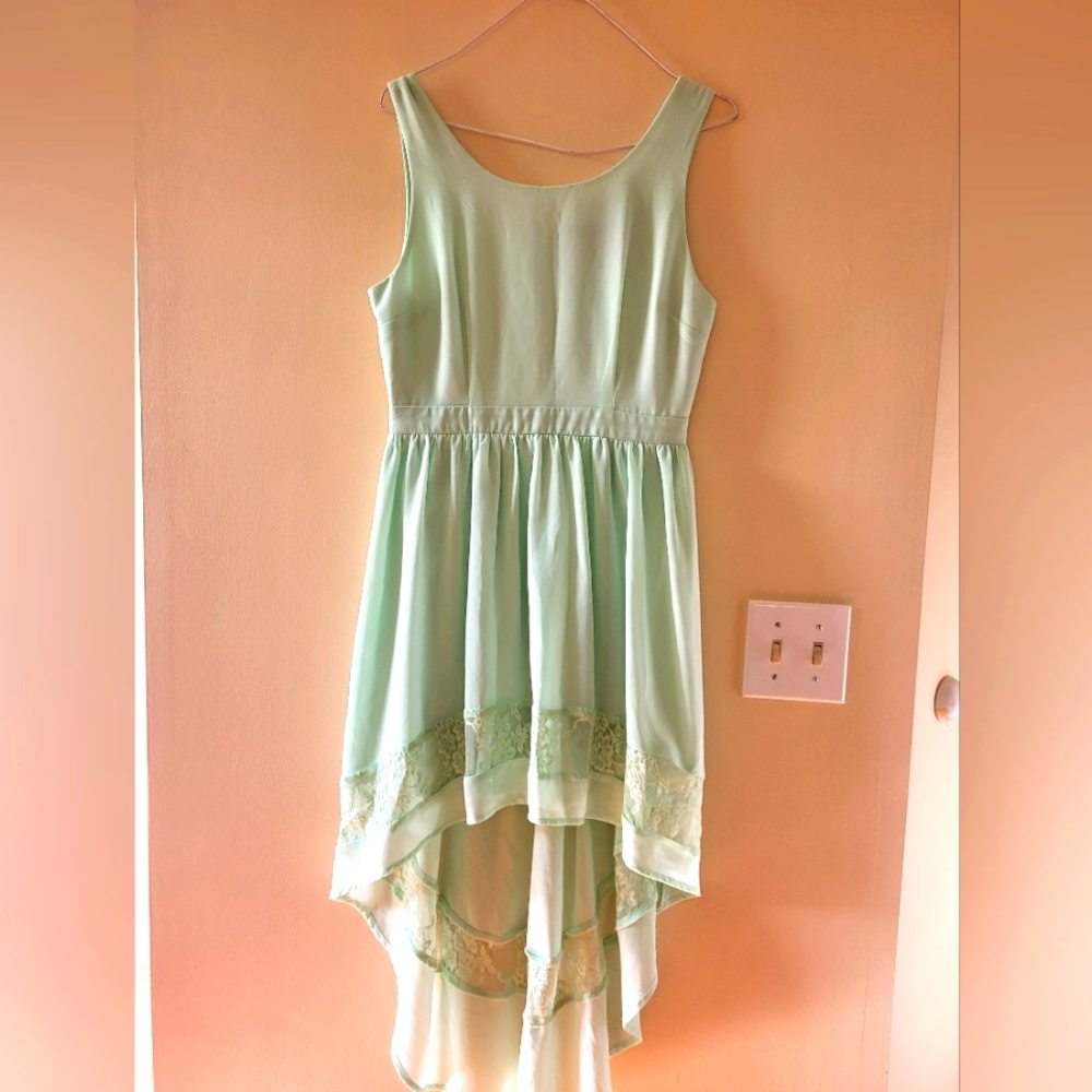 Mint green high low dress